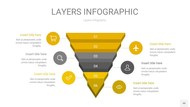 灰黄色3D分层PPT信息图48