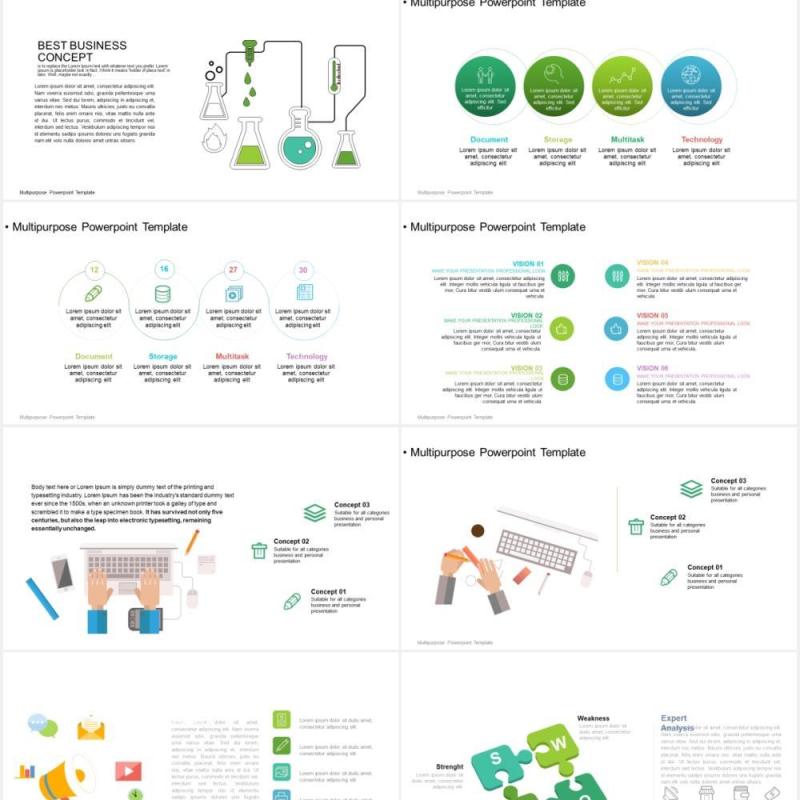 MBE风格可视化图表集PPT模板
