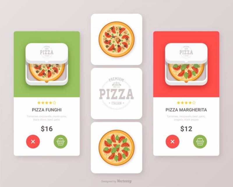 比萨食品App图标矢量UI设计集
