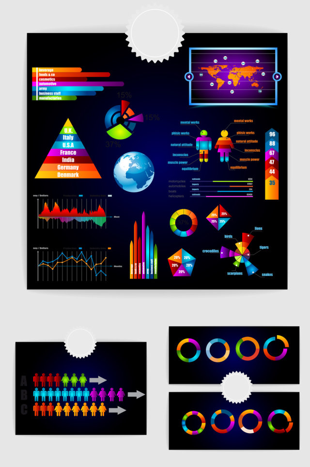 17款矢量PPT数据统计图表