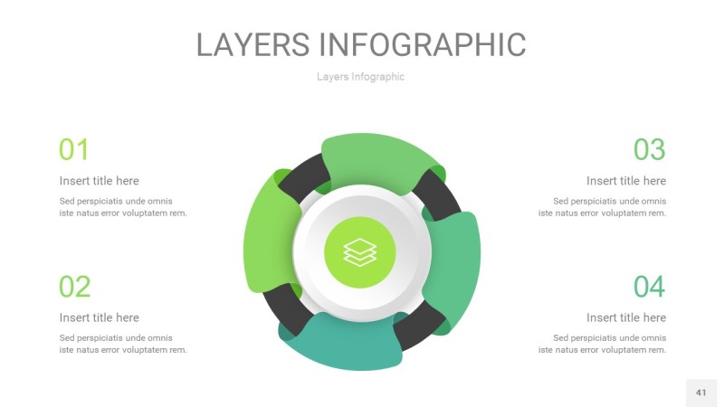 浅绿色3D分层PPT信息图41