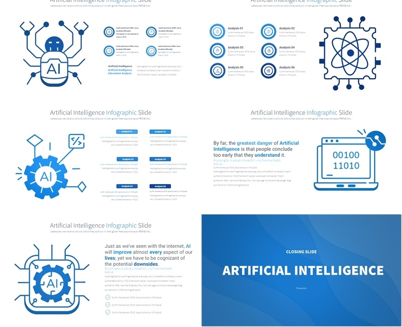 人工智能PPT模板素材信息图Artificial intelligence - Color 05 (Blue)