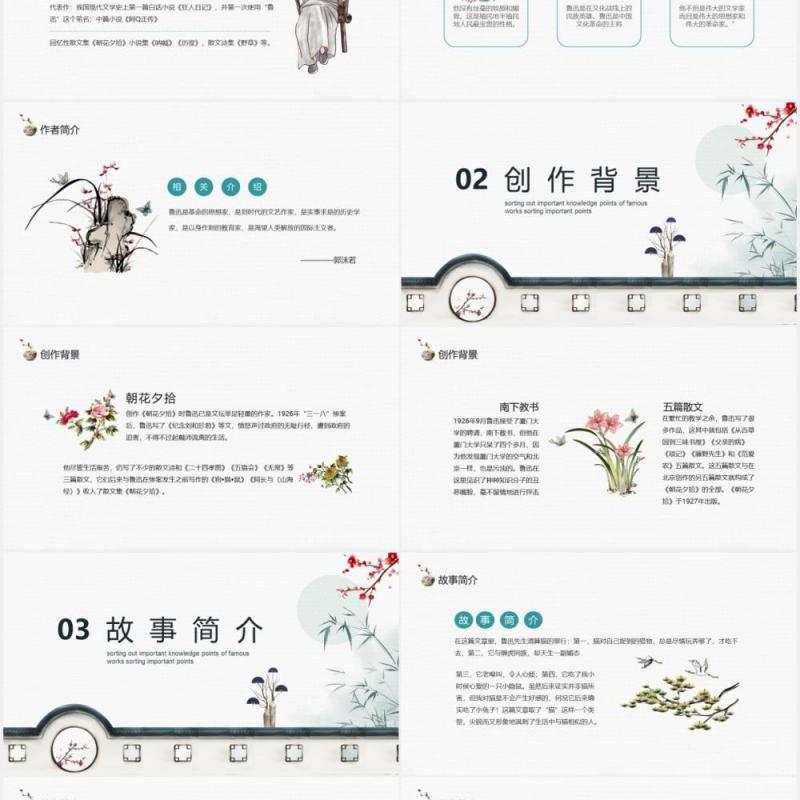 名著朝花夕拾重要知识点梳理动态教育教学课件PPT模板