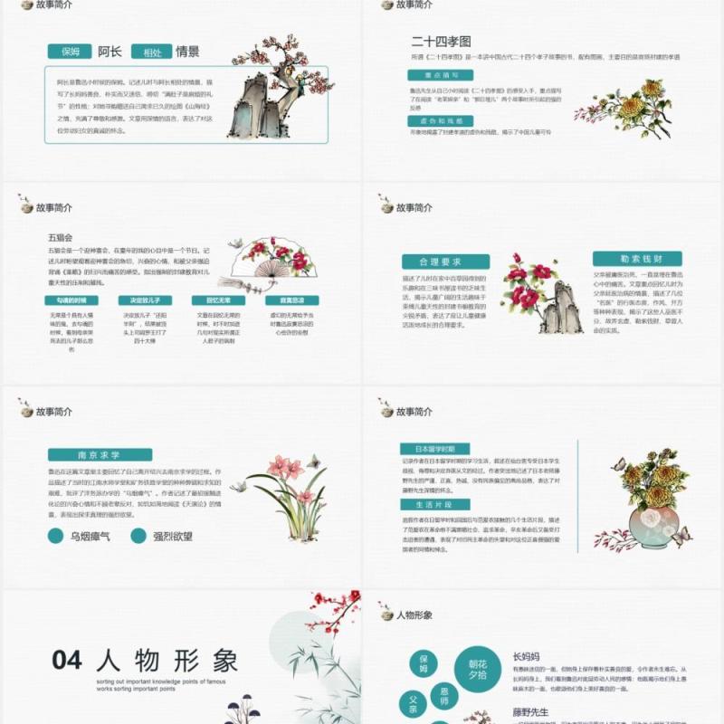 名著朝花夕拾重要知识点梳理动态教育教学课件PPT模板