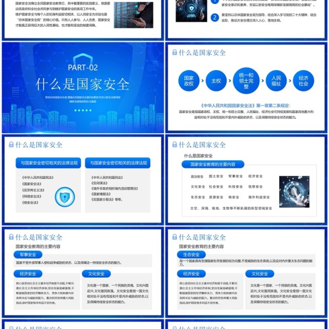 蓝色科技风国家安全你我有责PPT模板