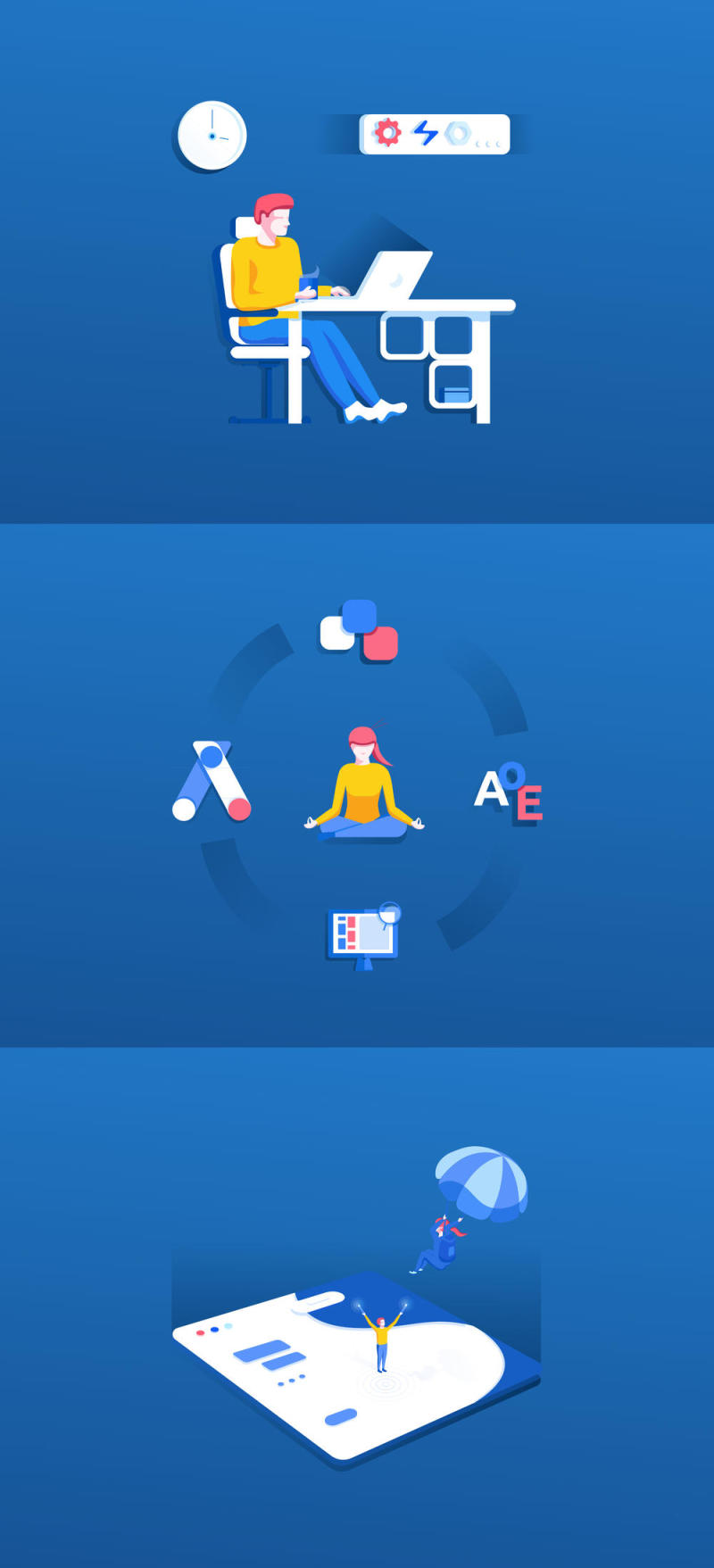 移动和桌面，团队合作和协作插图的团队合作和协作图包