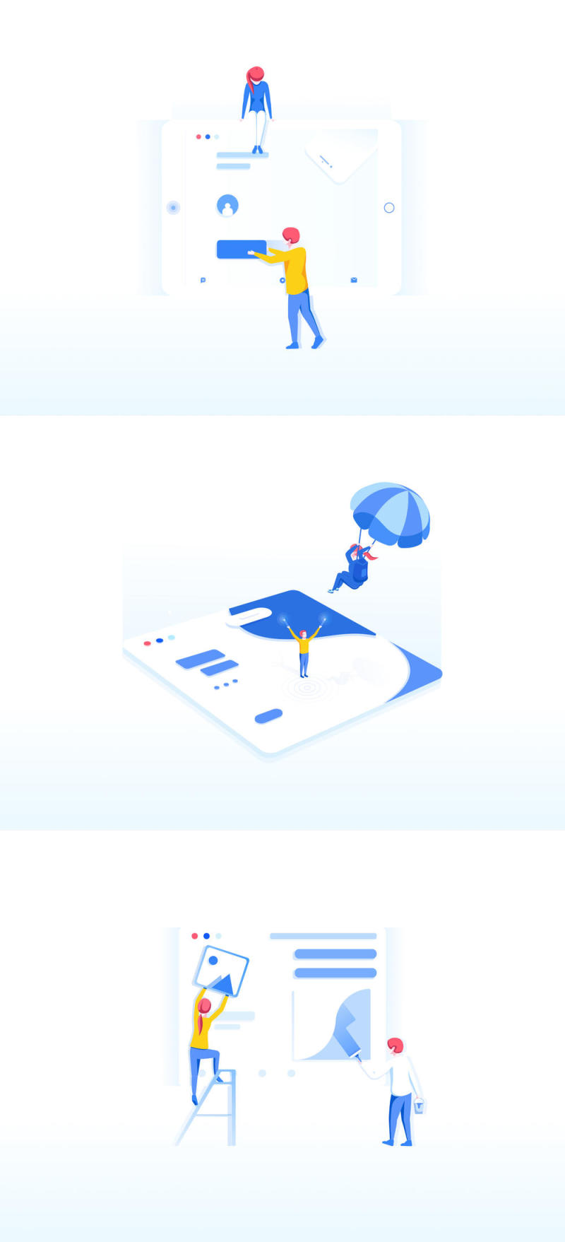 移动和桌面，团队合作和协作插图的团队合作和协作图包