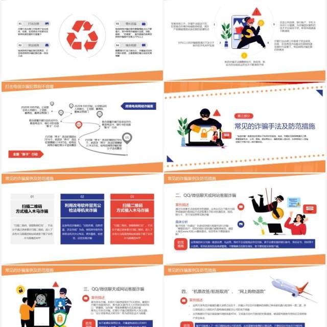 橙色卡通谨防新型网络犯罪宣传教育PPT模板 橙色卡通谨防新型网络犯罪宣传教育PPT模板