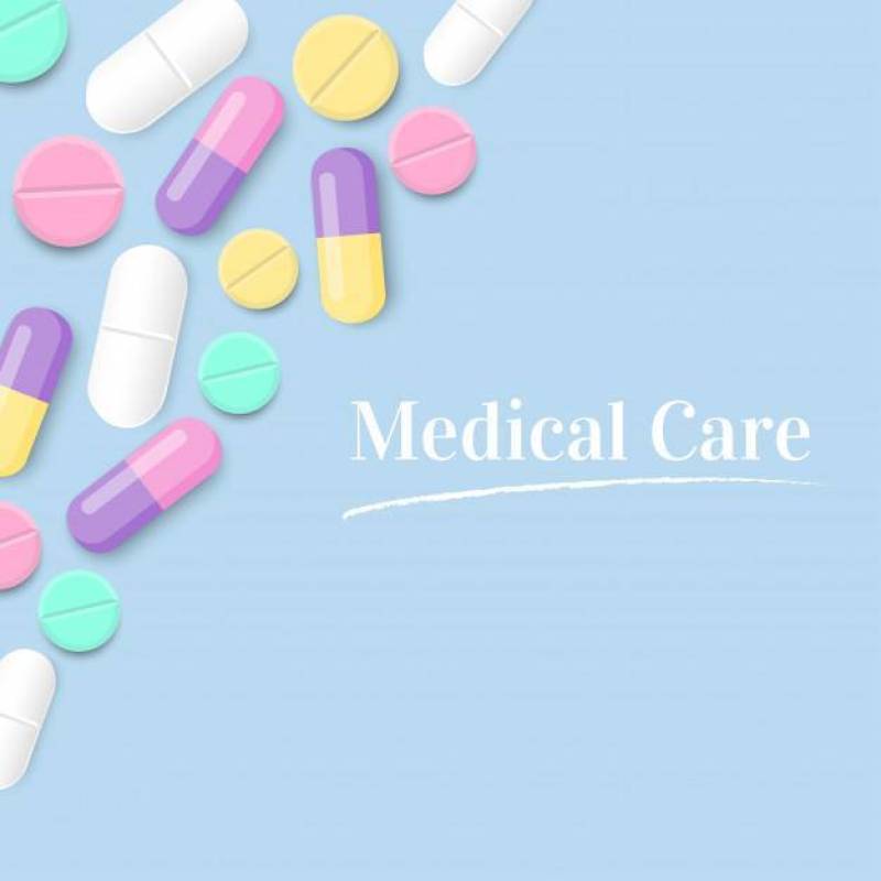 医疗保健用五颜六色的药片导航背景