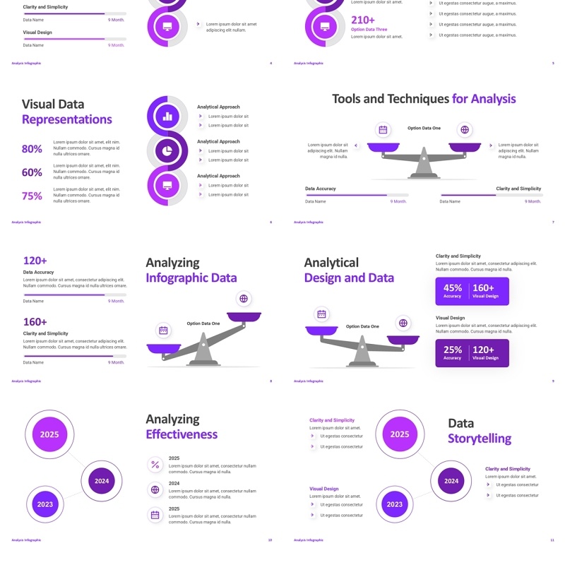 紫色简约市场分析信息图ppt素材