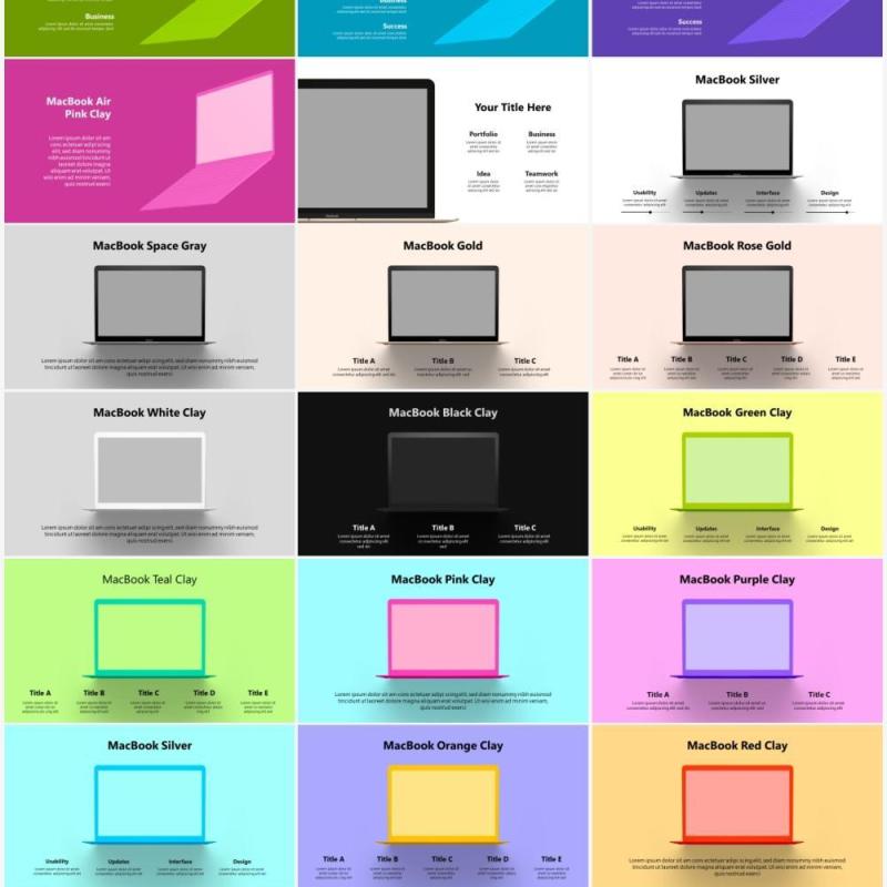 计算机电脑笔记本苹果手机样机模型可插图PPT素材模板Computers Apple Part 2