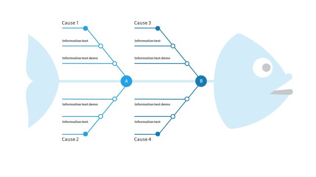 蓝色鱼骨图PPT图表-19