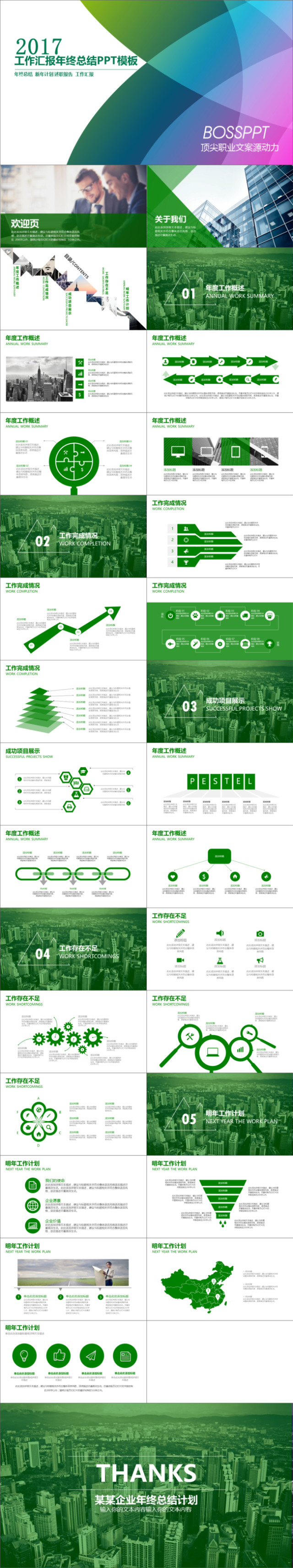 2017工作汇报年终总结PPT模板