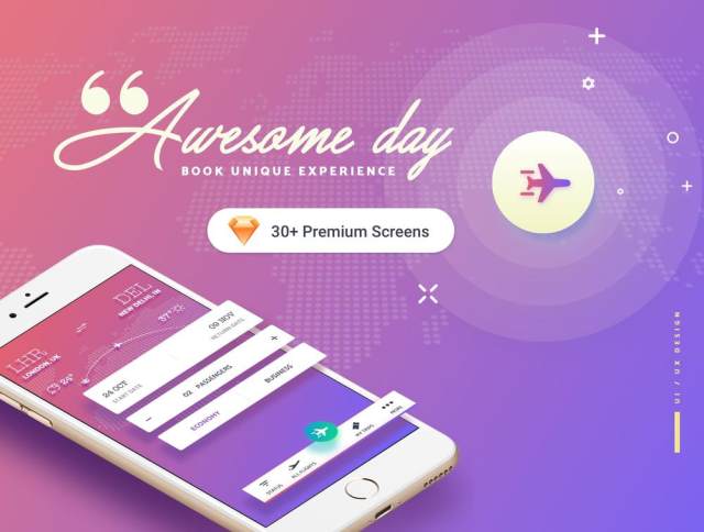 令人敬畏的一天和Book Unique Experience,GoFlight Mobile App - UI套件 令人敬畏的一天和Book Unique Experience,GoFlight Mobile App - UI套件