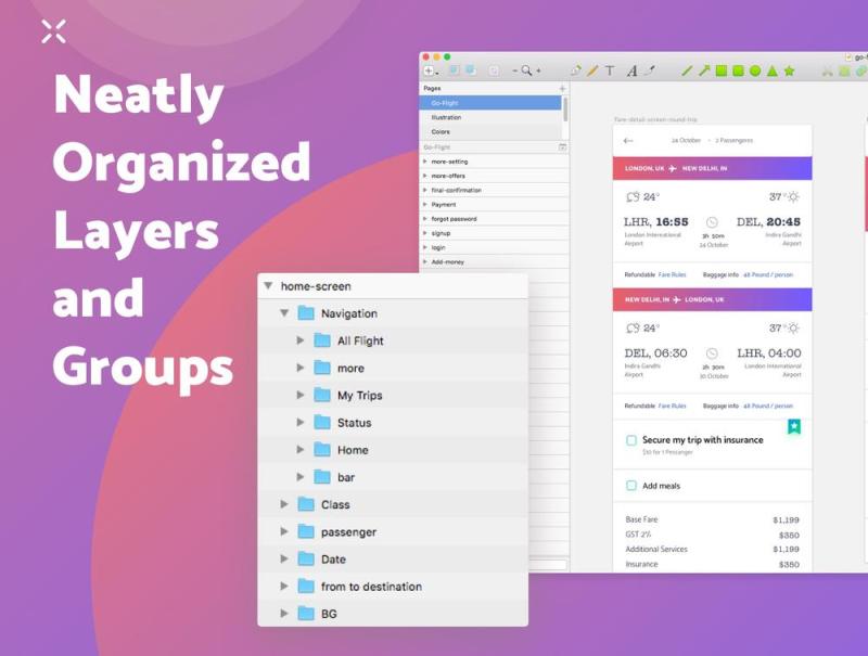 令人敬畏的一天和Book Unique Experience，GoFlight Mobile App - UI套件
