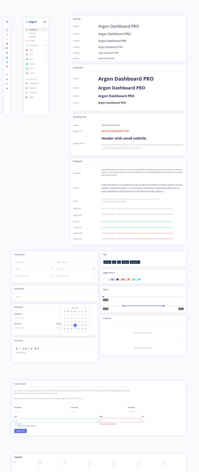 Sketch和Adobe XD的仪表板UI屏幕，Argon Dashboard Pro