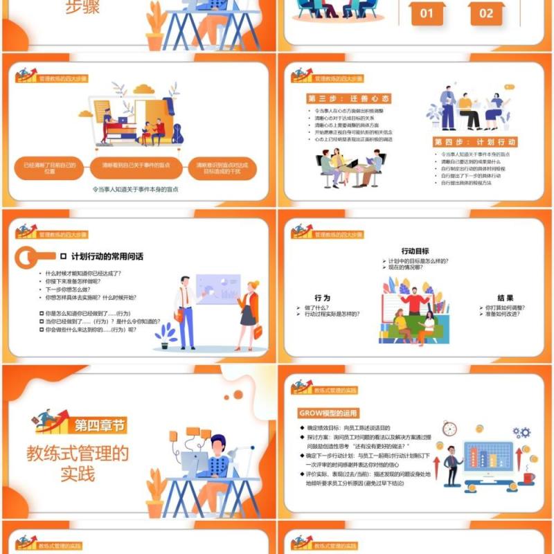 卡通风企业教练式管理教育培训PPT模板