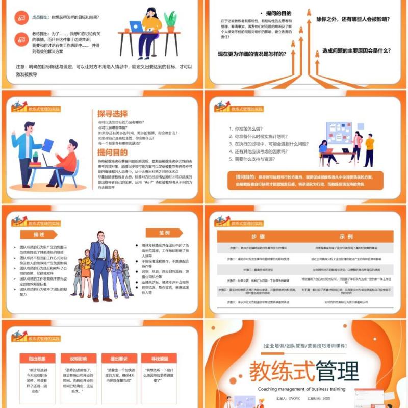 卡通风企业教练式管理教育培训PPT模板