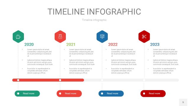 红蓝绿色时间轴PPT信息图5