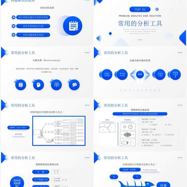 蓝色商务风工作问题分析与解决PPT模板