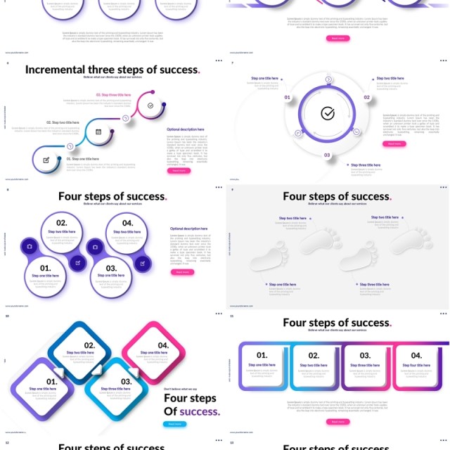 成功步骤流程图PPT信息图表模板Process_diagrams_Animated