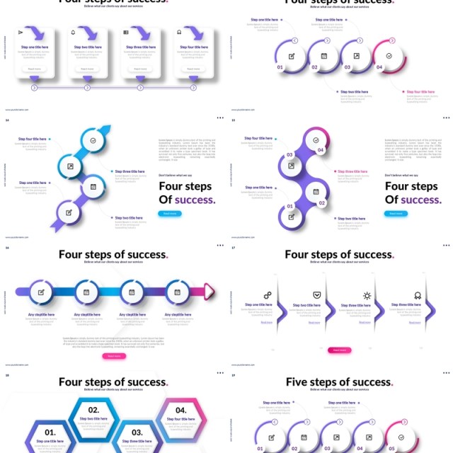 成功步骤流程图PPT信息图表模板Process_diagrams_Animated