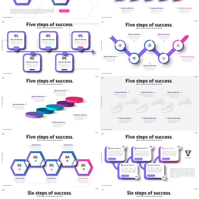 成功步骤流程图PPT信息图表模板Process_diagrams_Animated