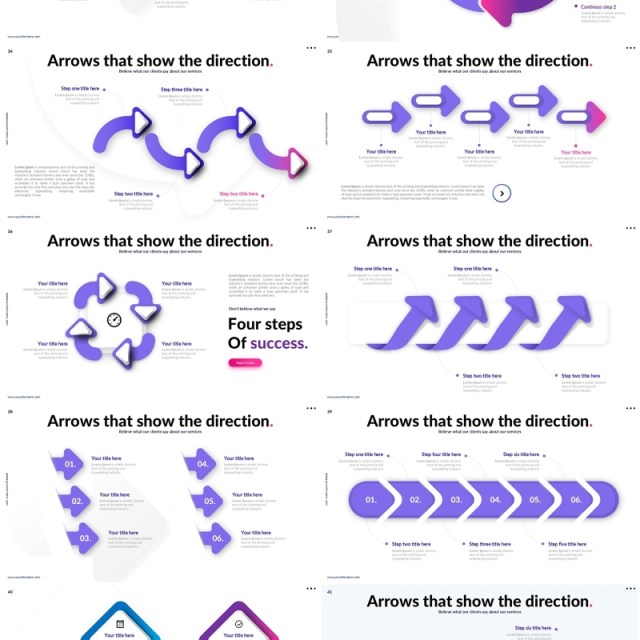 成功步骤流程图PPT信息图表模板Process_diagrams_Animated