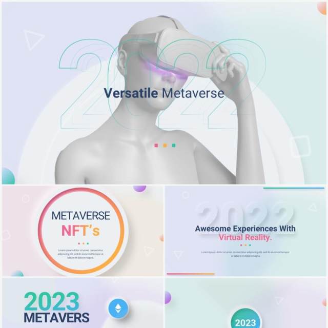 简洁国外互联网元宇宙产品项目介绍PPT模板幻灯片2023 Versatile Metavers Light 简洁国外互联网元宇宙产品项目介绍PPT模板幻灯片2023 Versatile Metavers Light