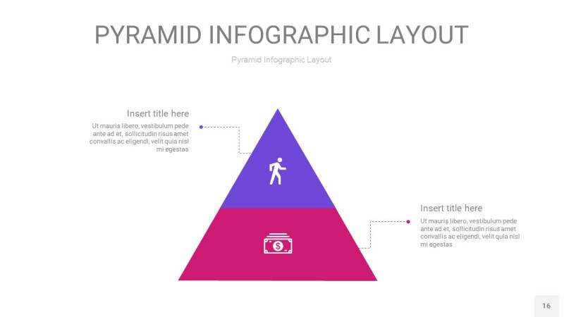 渐变紫色3D金字塔PPT信息图表16