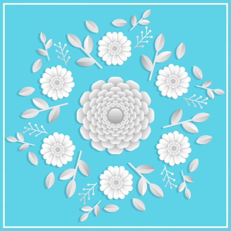 3d现实花卉papercraft与平托斯卡背景矢量图