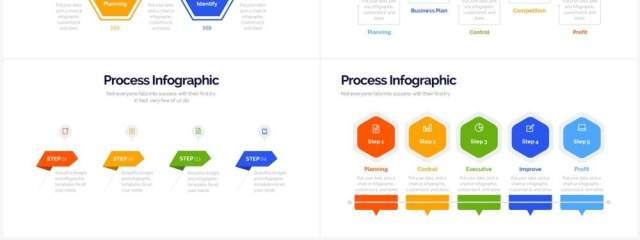 彩色流程图关系图结构图PPT图表素材Process Powerpoint Infographics