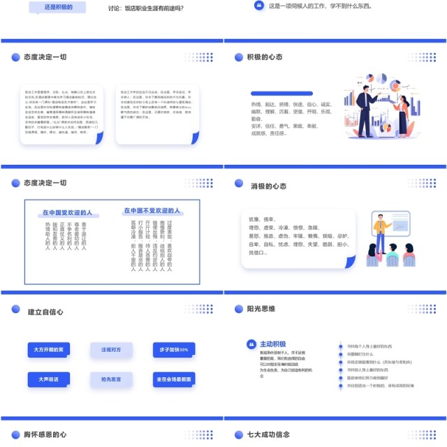 蓝色卡通风企业员工心态培训PPT模板