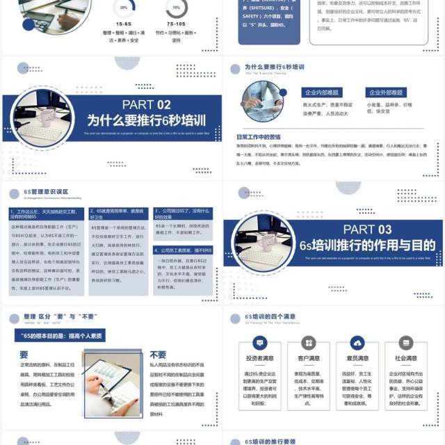 蓝色简约商务风6s培训PPT模板