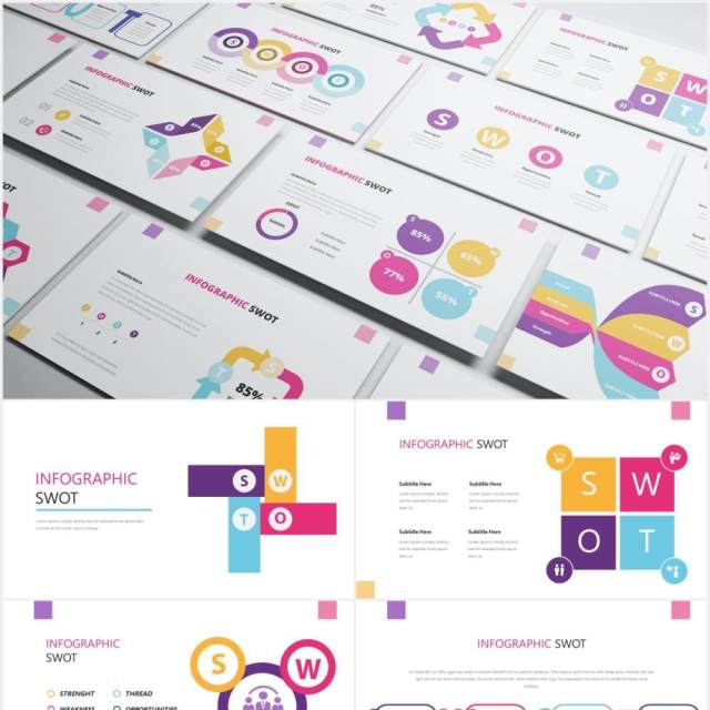 Swot矩阵分析信息图PPT素材Swot Infographic Powerpoint Template