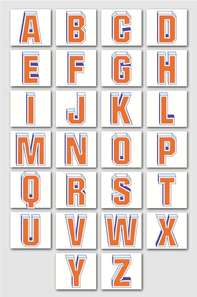 橙色立体英文字母矢量图形 橙色立体英文字母矢量图形