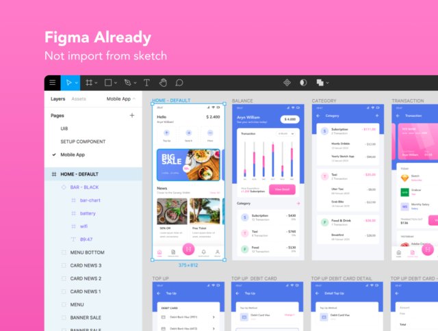 素描，FIGMA，Adobe公司的XD，iOS设备，iPhone，萨朗钱包 - 电子钱包移动应用