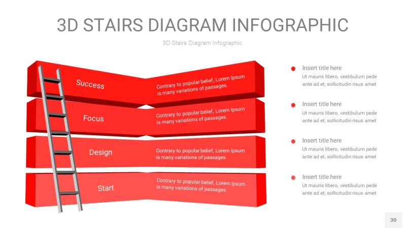 红色3D阶梯PPT图表30