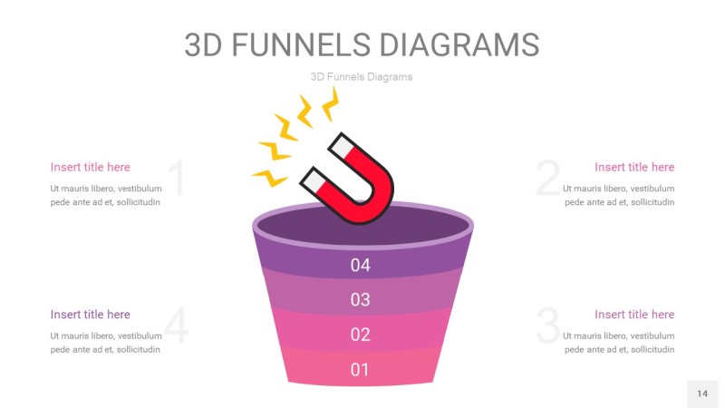 热粉色3漏斗PPT信息图表14