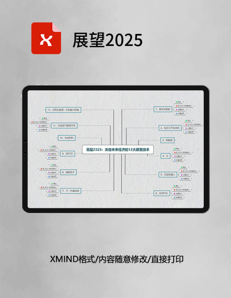 思维导图展望2025XMind模板