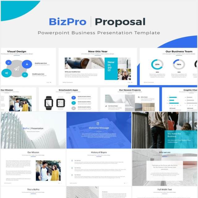 简约商务工作汇报计划总结报告PPT模板BizPro Powerpoint Proposal Template Presentation
