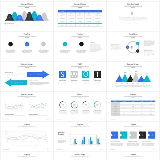 简约商务工作汇报计划总结报告PPT模板BizPro Powerpoint Proposal Template Presentation