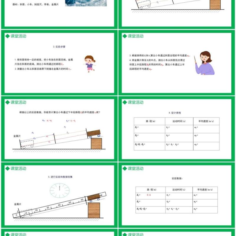 部编版八年级物理上册第一单元机械运动测量平均速度课件PPT模板