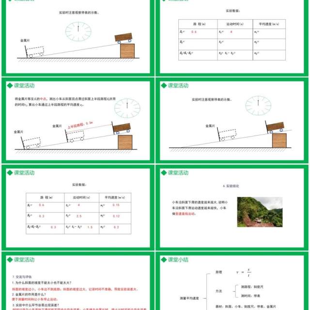 部编版八年级物理上册第一单元机械运动测量平均速度课件PPT模板