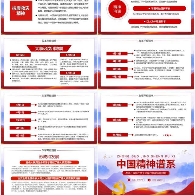 红色党政中国精神谱系PPT模板 红色党政中国精神谱系PPT模板