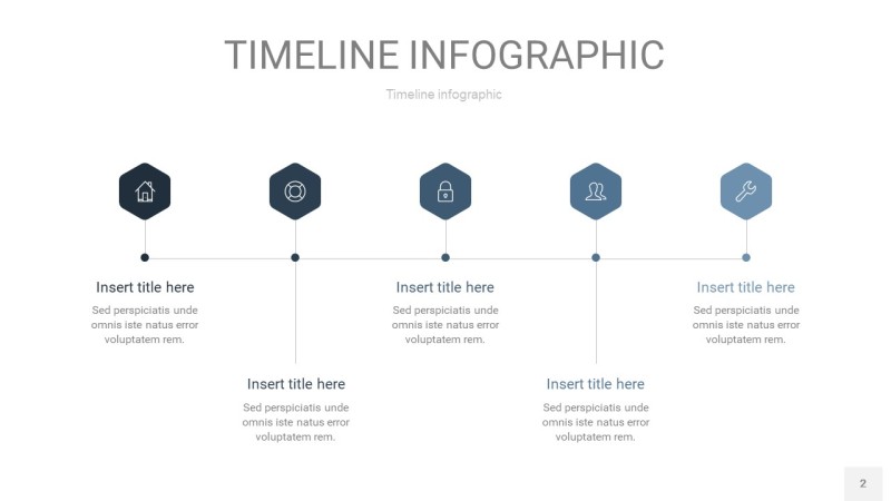 莫兰迪蓝色时间轴PPT信息图2