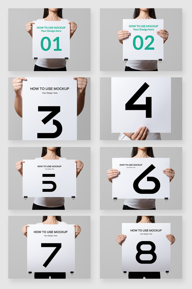 手持纸张海报样机贴图PSD素材