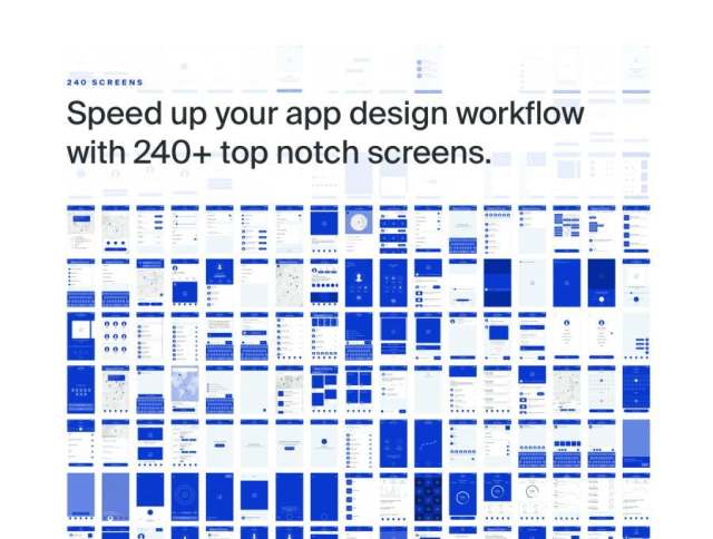 使用240多个 凹槽屏幕加速您的移动应用程序线框工作流程。，iOS线框工具包