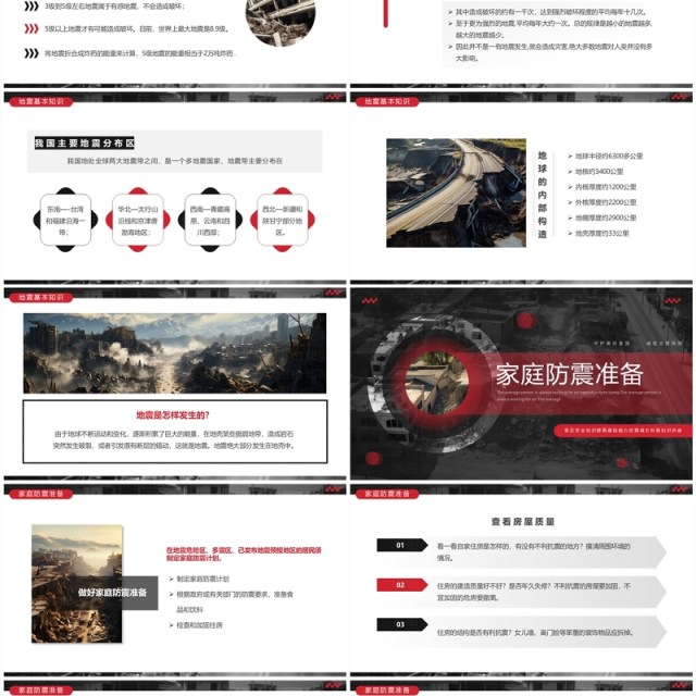 黑红简约风地震科普携手同行PPT模板 黑红简约风地震科普携手同行PPT模板