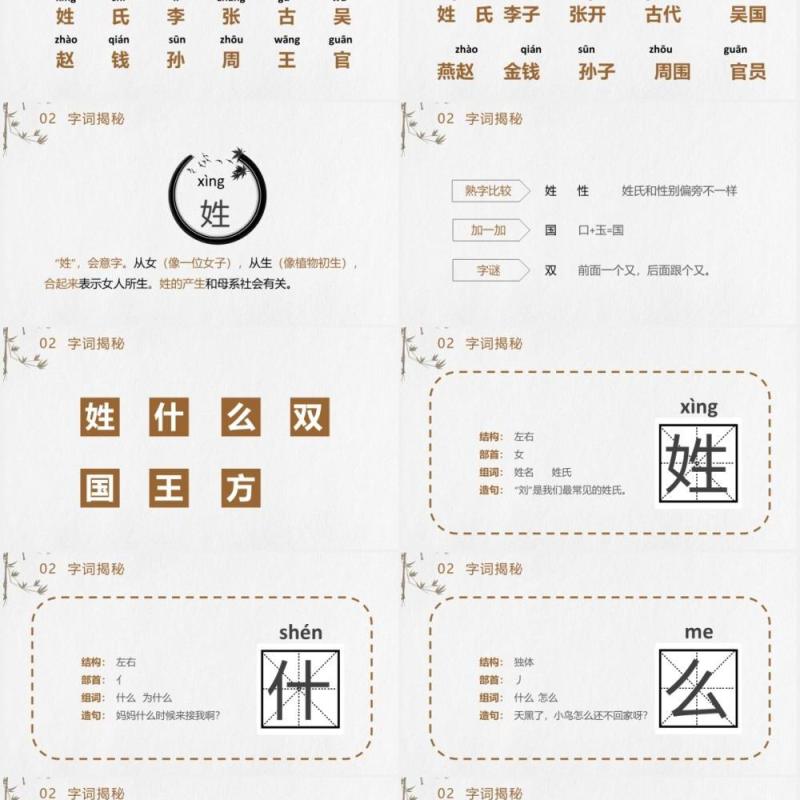 部编版一年级语文下册姓氏歌课件PPT模板